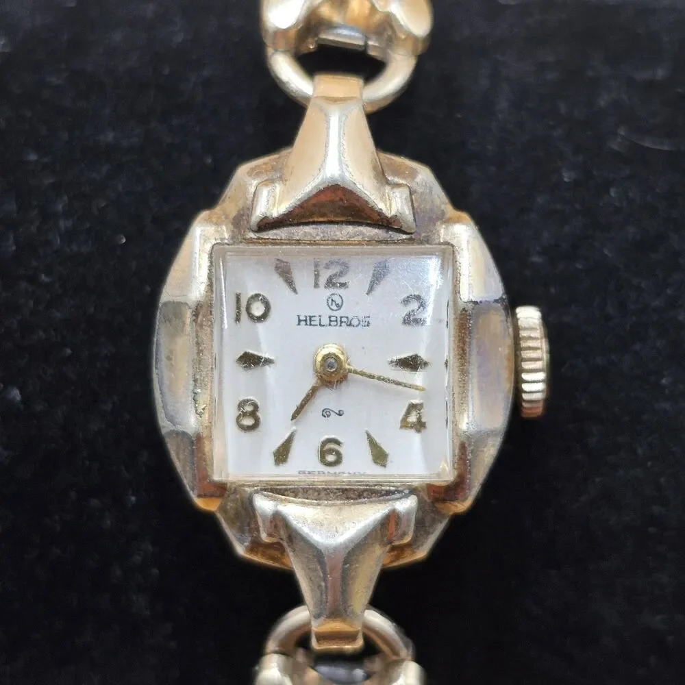 Vintage 17 Jewel Helbros 10K Gold RGP Womens Wrist Watch Germany Needs Repair